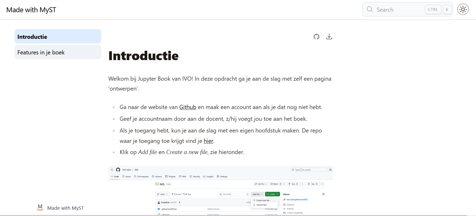 De output van het boek zoals dat op GitHub pages staat.